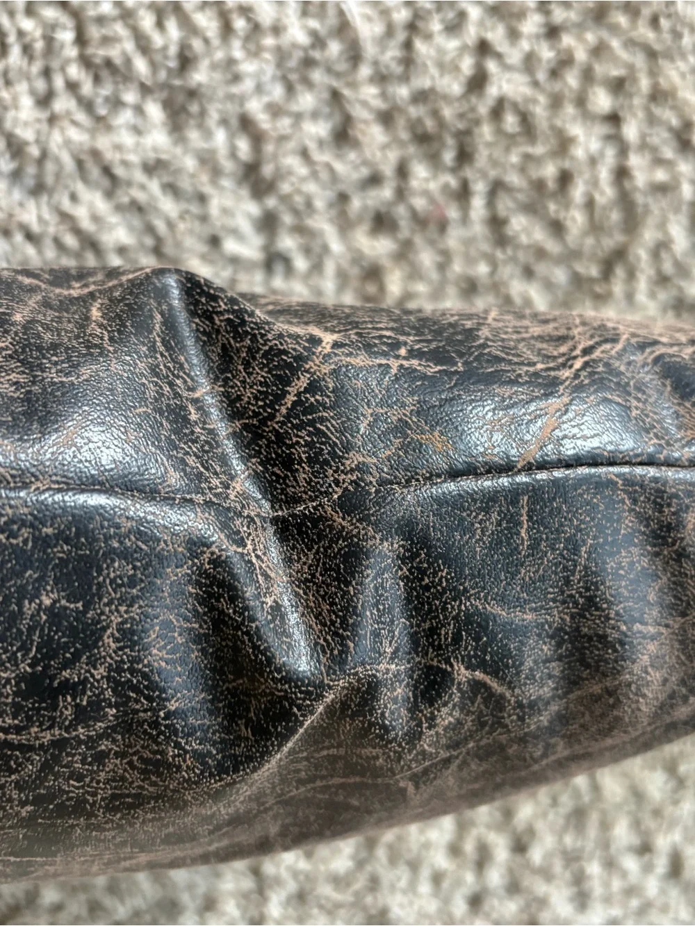 Distressed Brown Faux Leather Star Accent Pillow Texas